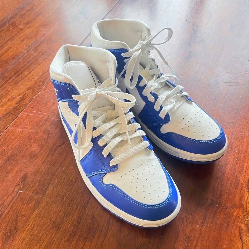 Nike Air Jordan 1 Mid Kentucky Blue White Royal Womens Shoes BQ6472-104 Size 9.5